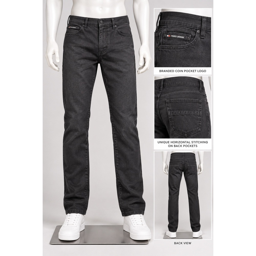 Fried Denim Jeans Mens 35x31 Black Slim Straight Casual Streetwear Pants